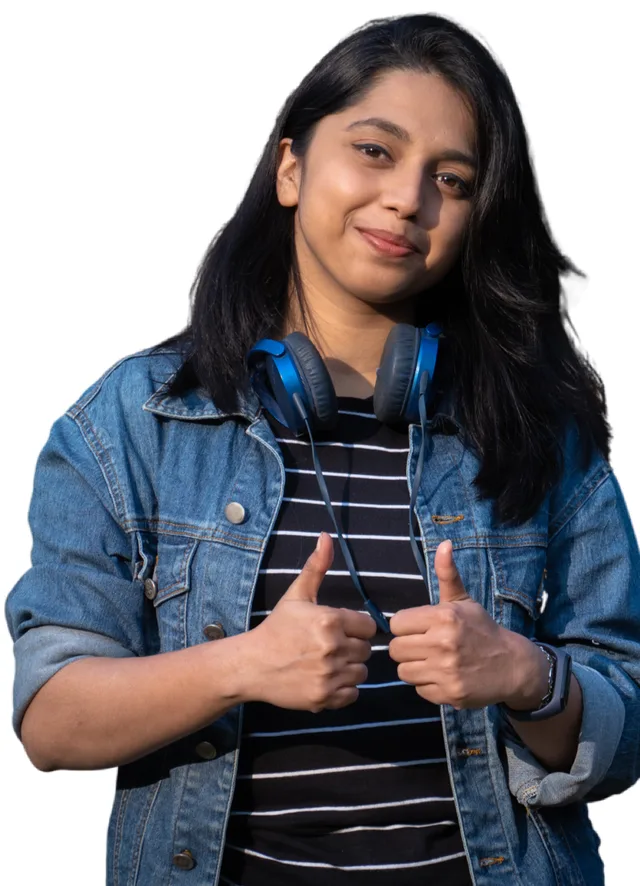 A founder giving a thumbs up after launching her store